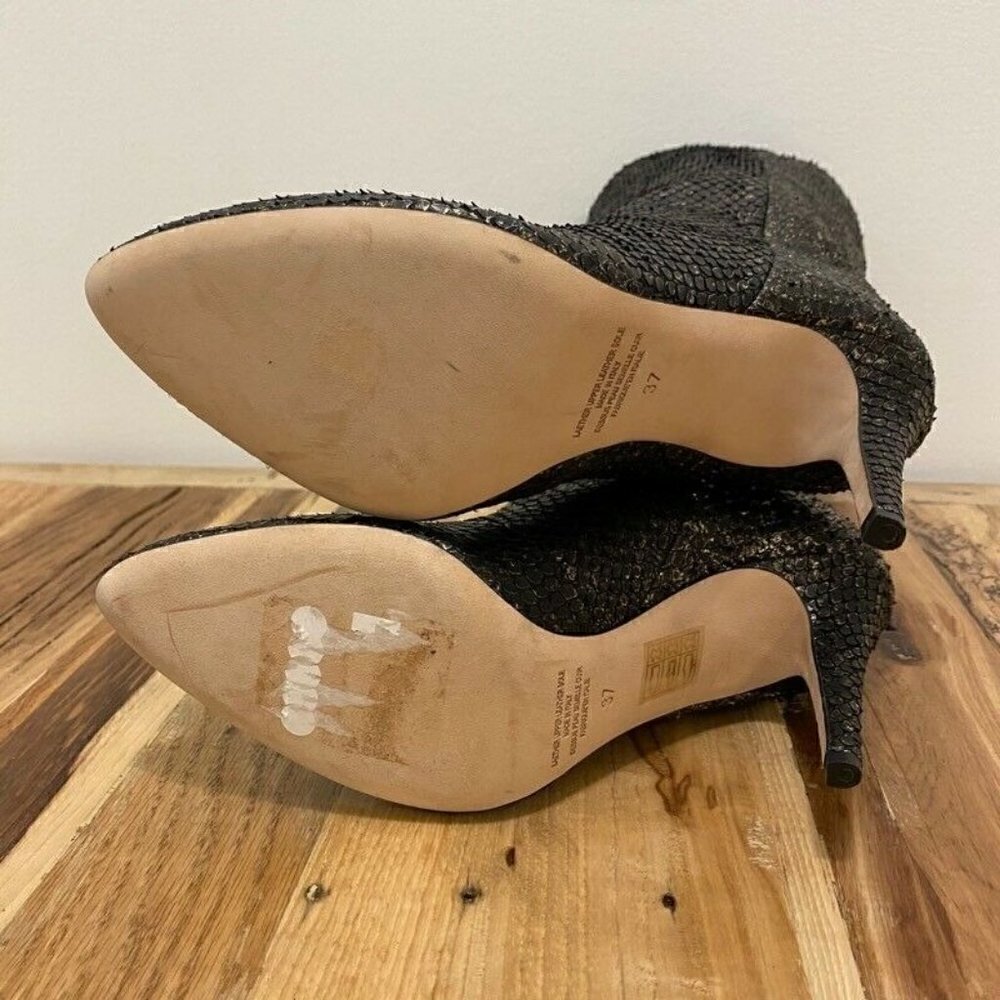 Cavallini Italy Heel Boots Black Snakeskin 7 NEW - Picture 9 of 10